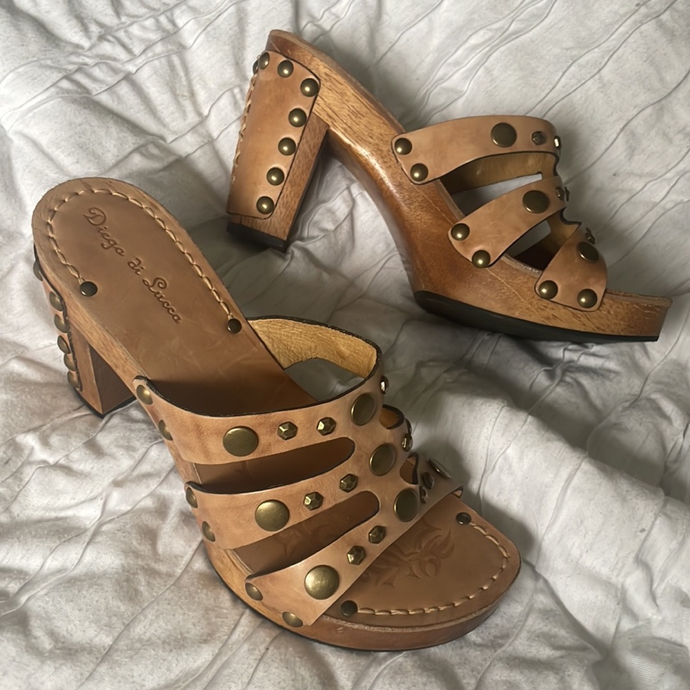 Wood & Leather Mules